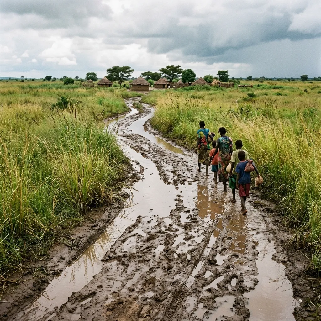 Crossing on foot, flood season